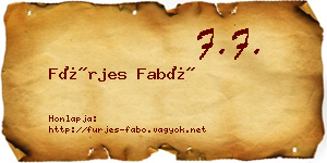 Fürjes Fabó névjegykártya